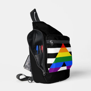 SlipperyJoe's straight ally flag smooth rainbow gr Sling Bag