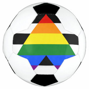 SlipperyJoe's straight ally flag smooth rainbow gr Soccer Ball