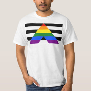 SlipperyJoe's straight ally flag smooth rainbow gr T-Shirt