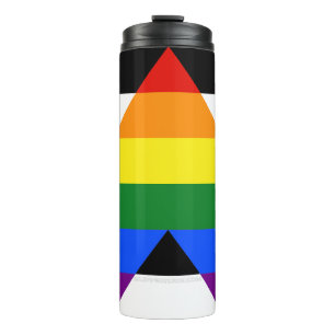 SlipperyJoe's straight ally flag smooth rainbow gr Thermal Tumbler
