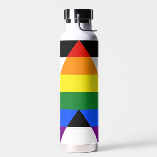 SlipperyJoe's straight ally flag smooth rainbow gr Water Bottle