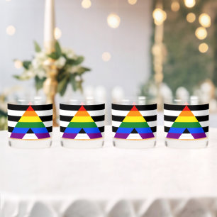 SlipperyJoe's straight ally flag smooth rainbow gr Whiskey Glass