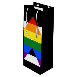 SlipperyJoe's straight ally flag smooth rainbow gr Wine Gift Bag