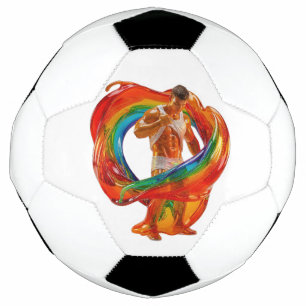 SlipperyJoe's striking modern Pride-themed masculi Soccer Ball