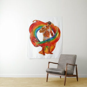 SlipperyJoe's striking modern Pride-themed masculi Tapestry