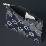 SlipperyJoe's strong Hanukkah vibe Star of David m Accessory Pouch<br><div class="desc">SlipperyJoe's strong Hanukkah vibe Star of David motif symbol symbolizing Jewish identity and tradition artistic subtle silvery-gray tone deep midnight-blue background traditional colors associated Hebrew celebrations religious light shining into darkness digital stained glass effect repeated clean geometric patterns creates rhythm and unity elegant contemporary abstract symbolism</div>