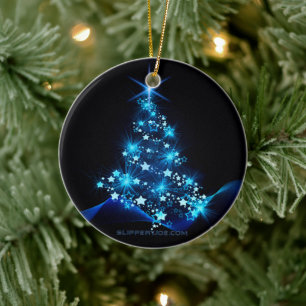 SlipperyJoe's stylised glowing Christmas tree brig Ceramic Ornament