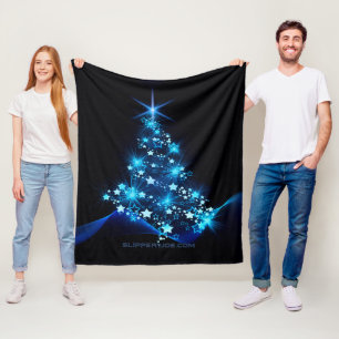 SlipperyJoe's stylised glowing Christmas tree brig Fleece Blanket
