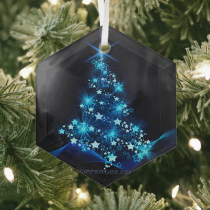 SlipperyJoe's stylised glowing Christmas tree brig Glass Tree Decoration