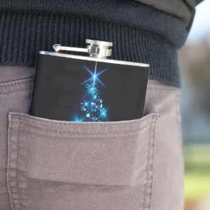 SlipperyJoe's stylised glowing Christmas tree brig Hip Flask