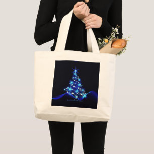 SlipperyJoe's stylised glowing Christmas tree brig Large Tote Bag