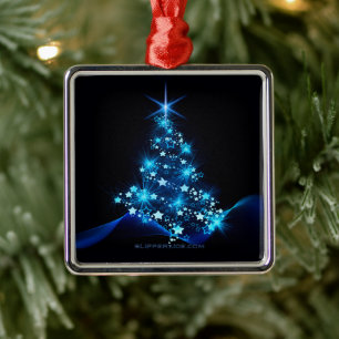 SlipperyJoe's stylised glowing Christmas tree brig Metal Ornament