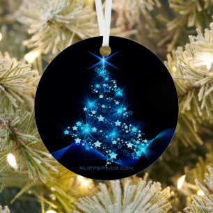 SlipperyJoe's stylised glowing Christmas tree brig Metal Tree Decoration