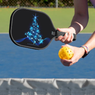 SlipperyJoe's stylised glowing Christmas tree brig Pickleball Paddle