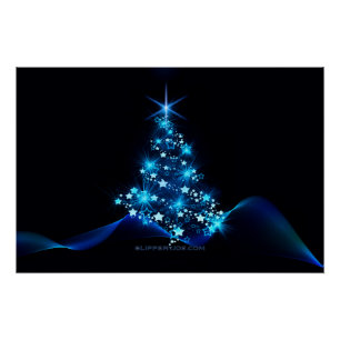 SlipperyJoe's stylised glowing Christmas tree brig Poster