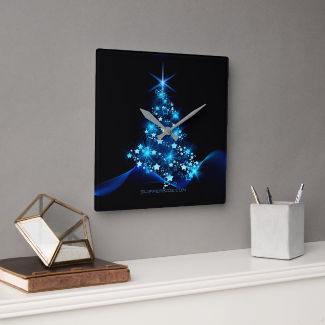 SlipperyJoe's stylised glowing Christmas tree brig Square Wall Clock (Office)