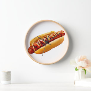 SlipperyJoe's summer BBQ vibe hot dog nestled soft Clock
