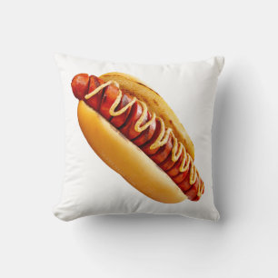 SlipperyJoe's summer BBQ vibe hot dog nestled soft Cushion