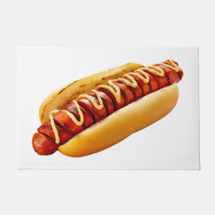 SlipperyJoe's summer BBQ vibe hot dog nestled soft Doormat