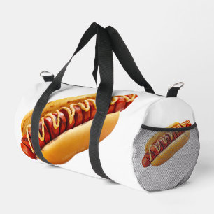SlipperyJoe's summer BBQ vibe hot dog nestled soft Duffle Bag