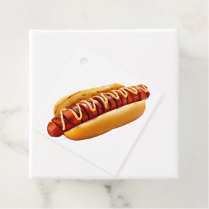 SlipperyJoe's summer BBQ vibe hot dog nestled soft Favour Tags