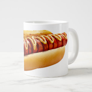 SlipperyJoe's summer BBQ vibe hot dog nestled soft Large Coffee Mug