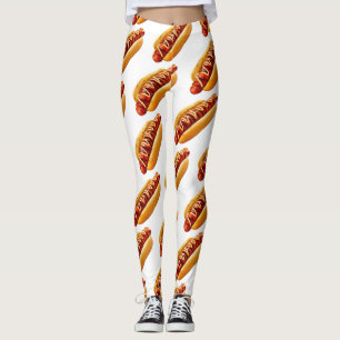 SlipperyJoe's summer BBQ vibe hot dog nestled soft Leggings