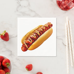 SlipperyJoe's summer BBQ vibe hot dog nestled soft Napkin