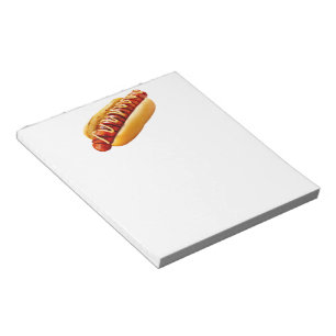 SlipperyJoe's summer BBQ vibe hot dog nestled soft Notepad