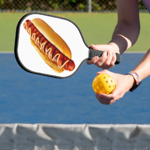 SlipperyJoe's summer BBQ vibe hot dog nestled soft Pickleball Paddle