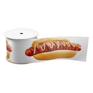 SlipperyJoe's summer BBQ vibe hot dog nestled soft Satin Ribbon