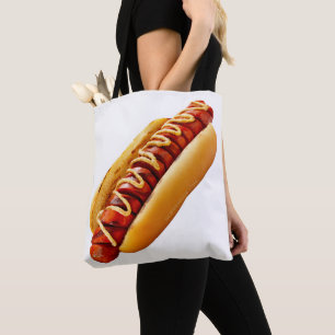 SlipperyJoe's summer BBQ vibe hot dog nestled soft Tote Bag
