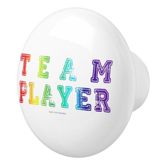 SlipperyJoe's team player filled with smooth rainb Ceramic Knob (Right)