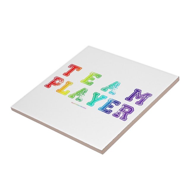 SlipperyJoe's team player filled with smooth rainb Ceramic Tile (Side)