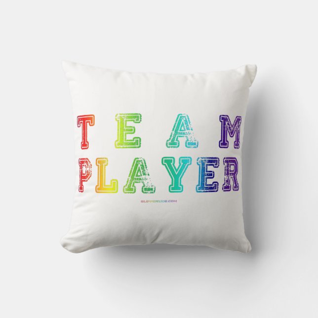 SlipperyJoe's team player filled with smooth rainb Cushion (Front)