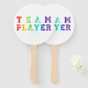SlipperyJoe's team player filled with smooth rainb Hand Fan