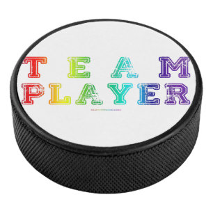 SlipperyJoe's team player filled with smooth rainb Hockey Puck