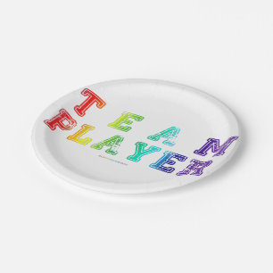 SlipperyJoe's team player filled with smooth rainb Paper Plate
