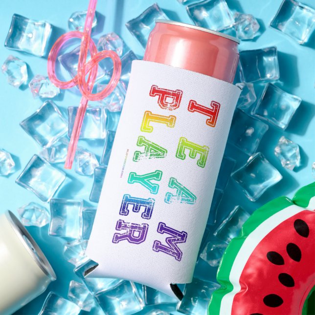 SlipperyJoe's team player filled with smooth rainb Seltzer Can Cooler (In Situ Summer)