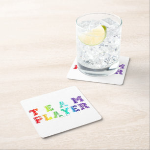SlipperyJoe's team player filled with smooth rainb Square Paper Coaster