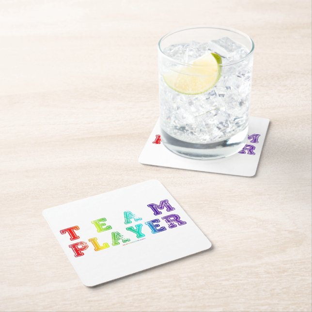 SlipperyJoe's team player filled with smooth rainb Square Paper Coaster (Insitu)