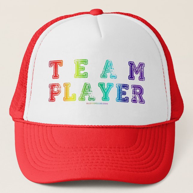 SlipperyJoe's team player filled with smooth rainb Trucker Hat (Front)