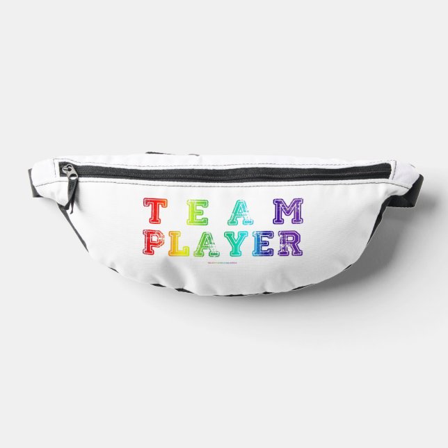 SlipperyJoe's Team Player words gradient rainbow c Bum Bags (Lay Down)