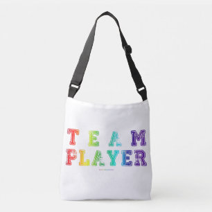 SlipperyJoe's Team Player words gradient rainbow c Crossbody Bag