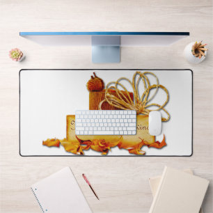 SlipperyJoe's Thanksgiving acorns leaves rope LGBT Desk Mat