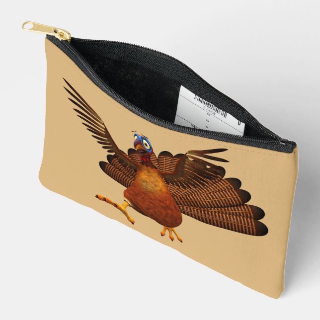 SlipperyJoe's Thanksgiving animated turkey charact Accessory Pouch (Open)