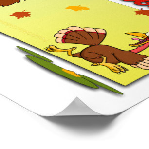 SlipperyJoe's Thanksgiving funny leaves pilgrim ru Poster