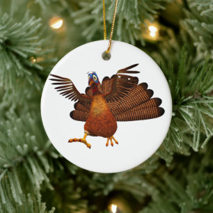 SlipperyJoe's Thanksgiving gobble responsibly live Ceramic Ornament