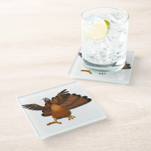 SlipperyJoe's Thanksgiving gobble responsibly live Glass Coaster