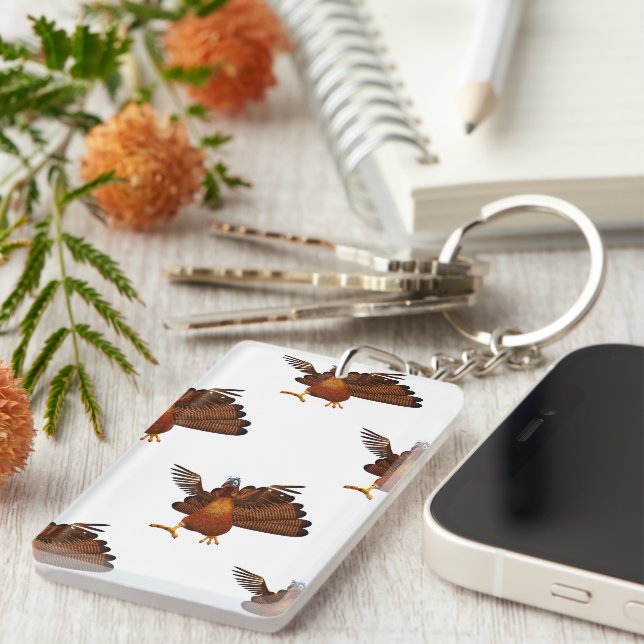 SlipperyJoe's Thanksgiving gobble responsibly live Key Ring (Front Right)